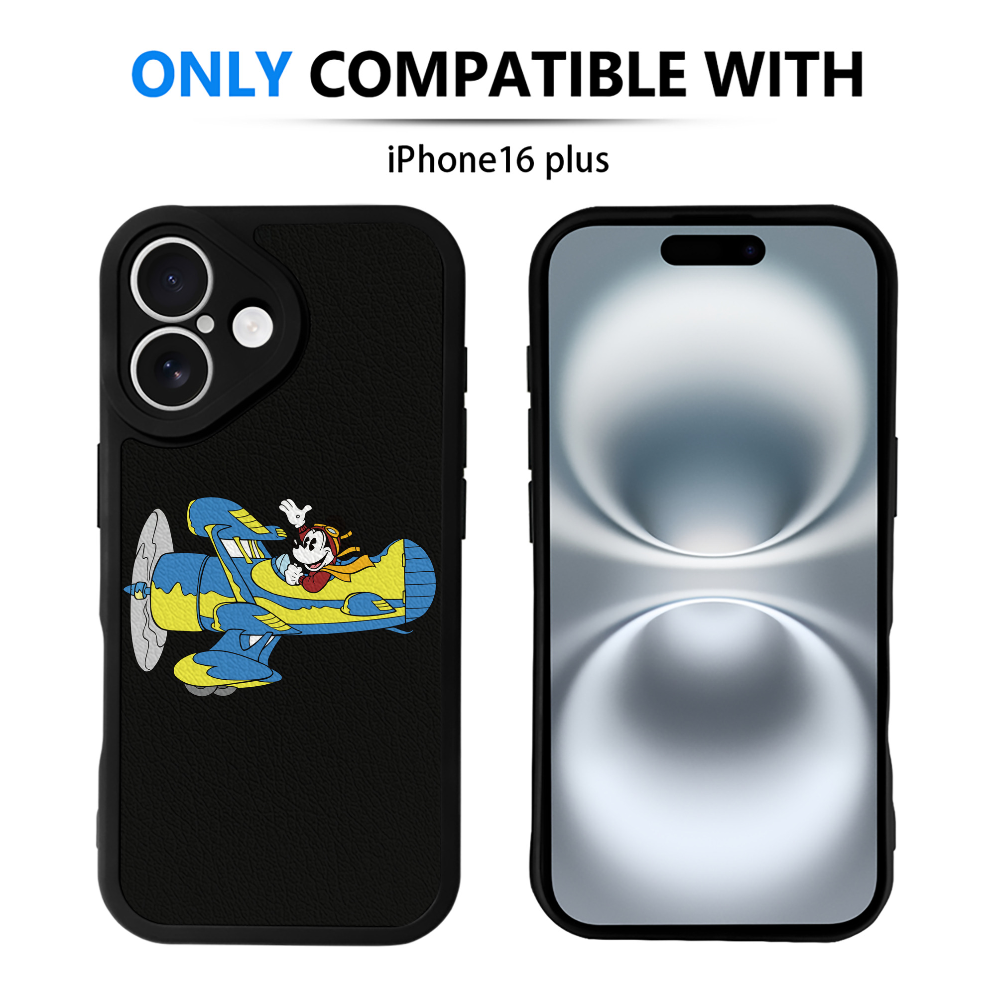 （画像用） ミッキーマウス Mickey Mouse 【iPhone 16シリーズ対応】シリコンスマホケース（レザー調） 材質：シリコン